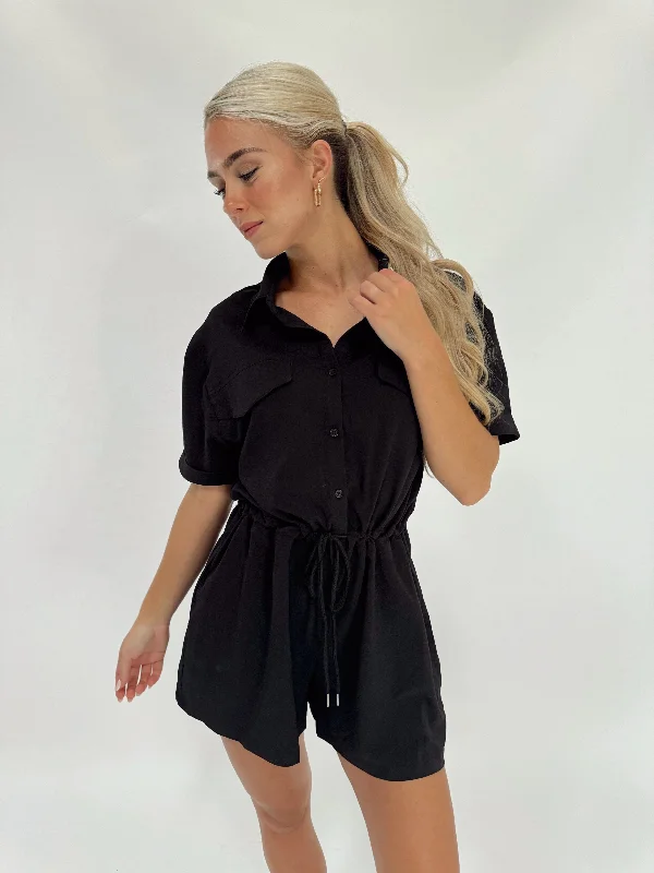 Black Button Down Romper