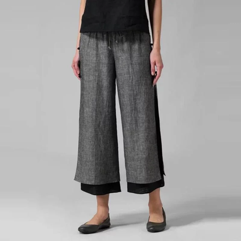 FashionSierra - Casual Loose Wide Leg Black Pants Women