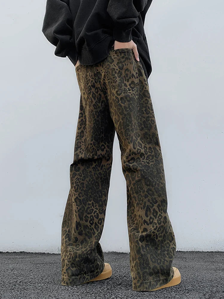 FashionSierra - Leopard Print Oversized Wide Streetwear Vintage Loose Baggy Designer Trouser