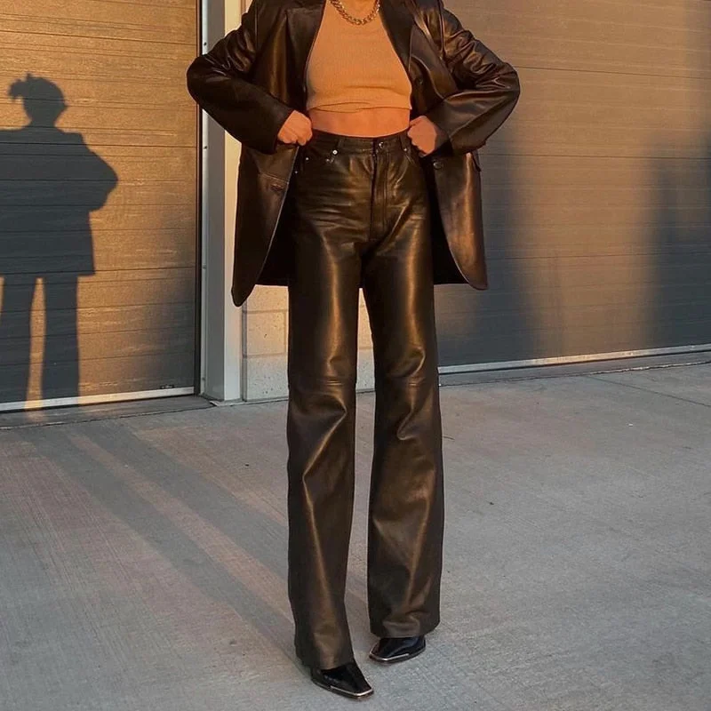 FashionSierra - Elegant Fashion Faux Leather Pants