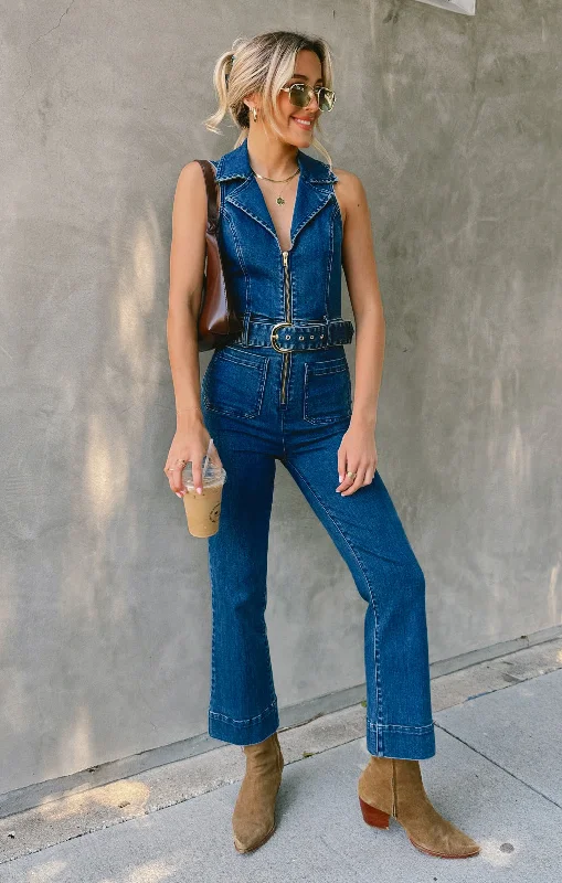 Jacksonville Cropped Jumpsuit ~ Lunar Blue