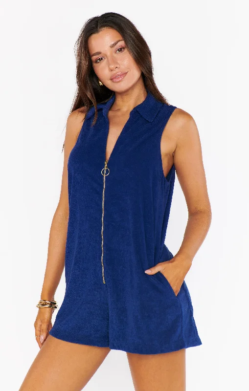 Reno Romper ~ Navy Blue Terry