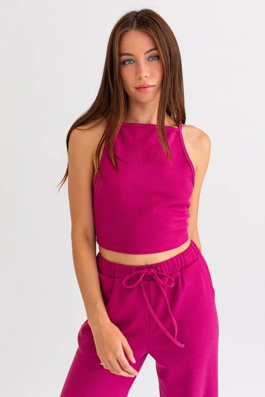 Berry Blaze Knit Crop Tank Top