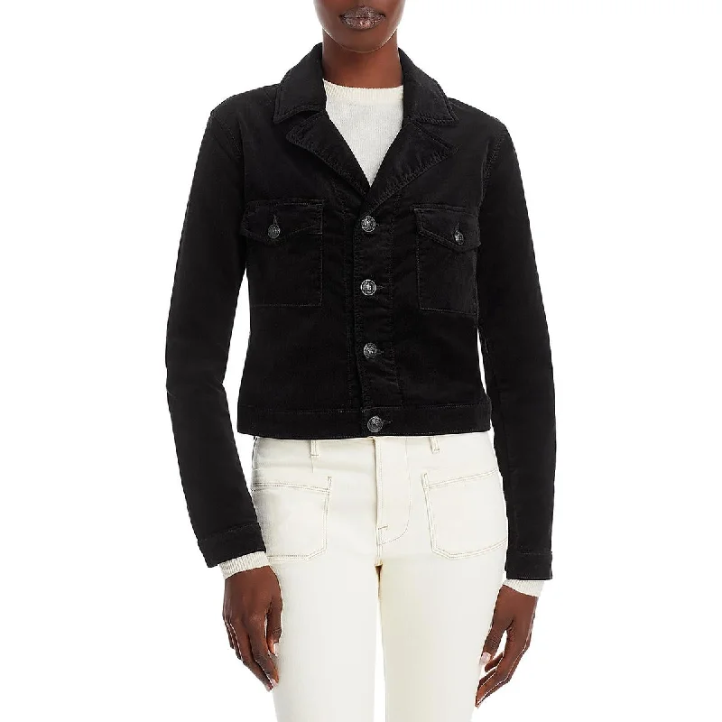 L'Agence Womens Eisenhower Velvet Cropped Trucker Jacket