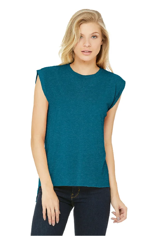 Bella + Canvas Womens Flowy Muscle Tank Top - Heather Deep Teal Blue