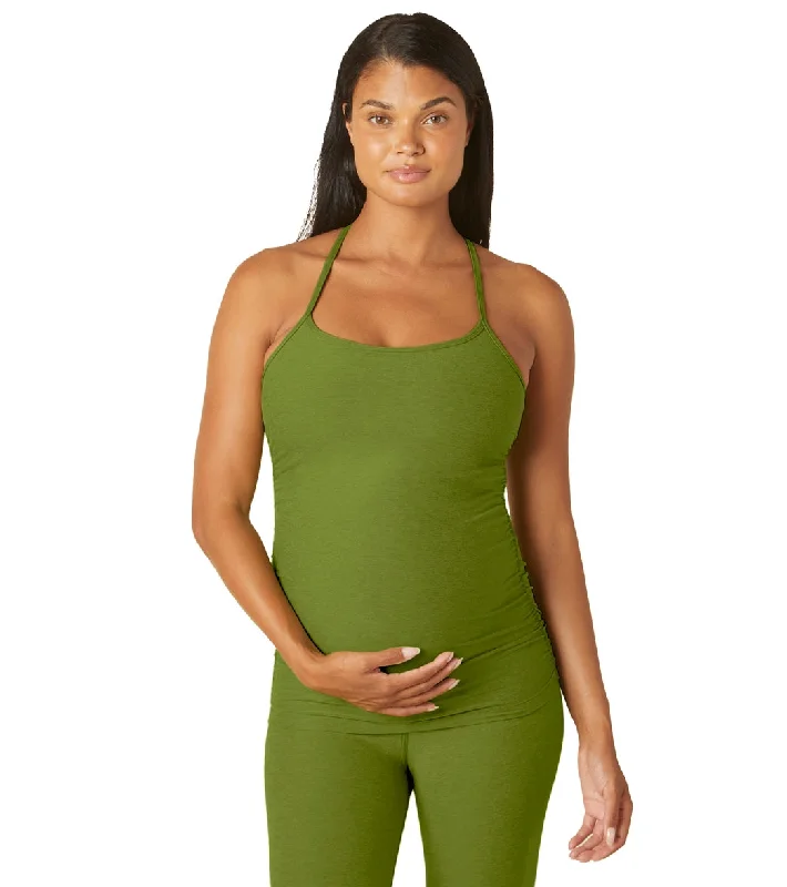 Beyond Yoga Maternity Spacedye Slim Racerback Tank Fern Green Heather