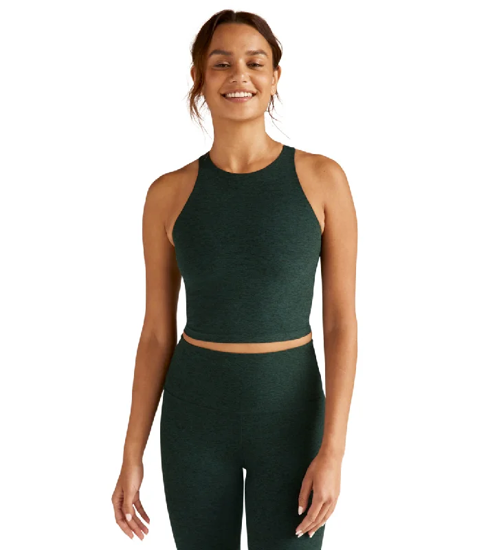 Beyond Yoga Spacedye Refocus Cropped Tank Midnight Green Heather