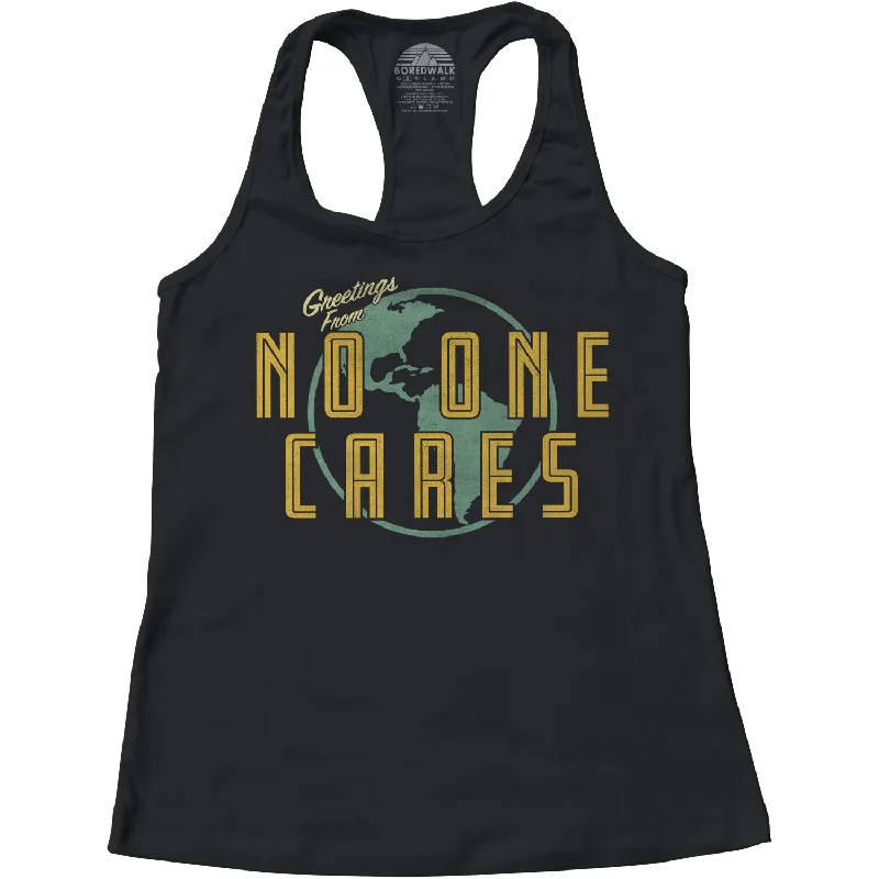 Women's Greetings From No One Cares Racerback Tank Top