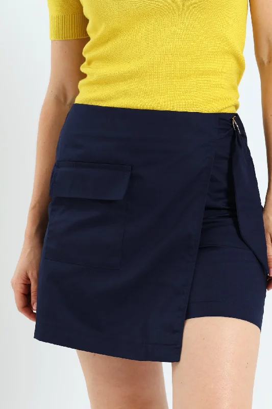 D-Ring Utility Mid Thigh Skort - Navy