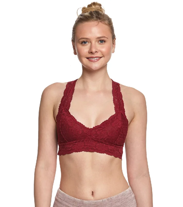 Free People Galloon Lace Racerback Bra Wine