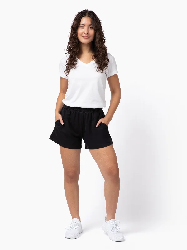 Women's Black Terry Lounge Shorts