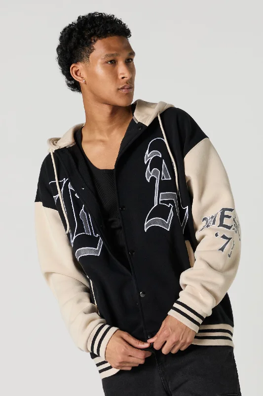 Embroidered Varsity Fleece Jacket