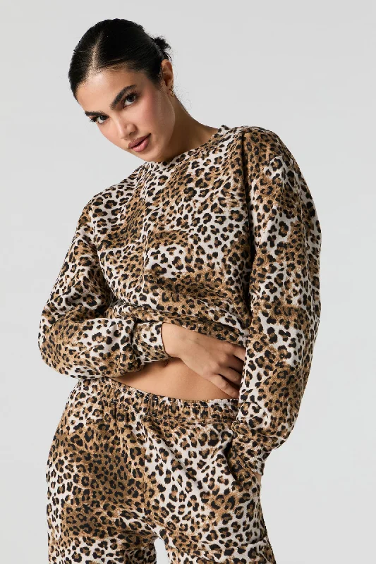 Cheetah Print Fleece Sweatshirt