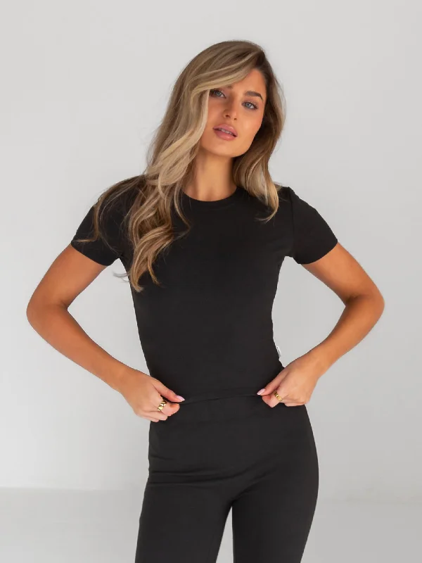 Alessia Cropped T-Shirt - Black