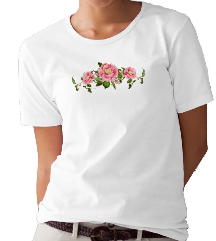 Camellia Sprig by T-shirt/tee by Valerie Pfeiffer