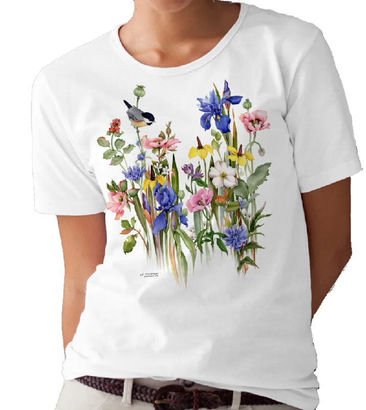 Country Garden and Robins T-shirt/tee by Valerie Pfeiffer