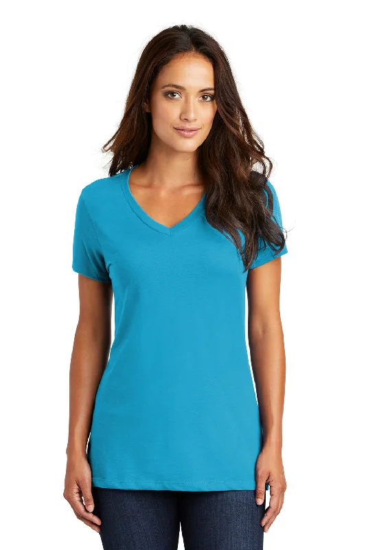 District Womens Perfect Weight Short Sleeve V-Neck T-Shirt - Bright Turquoise Blue