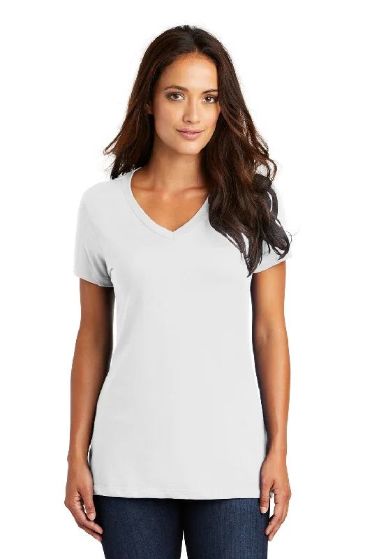 District Womens Perfect Weight Short Sleeve V-Neck T-Shirt - Bright White