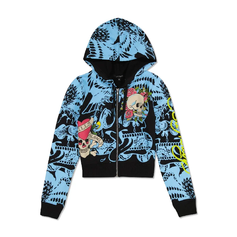 LKS Skull Zip Cropped Fleece Hoodie