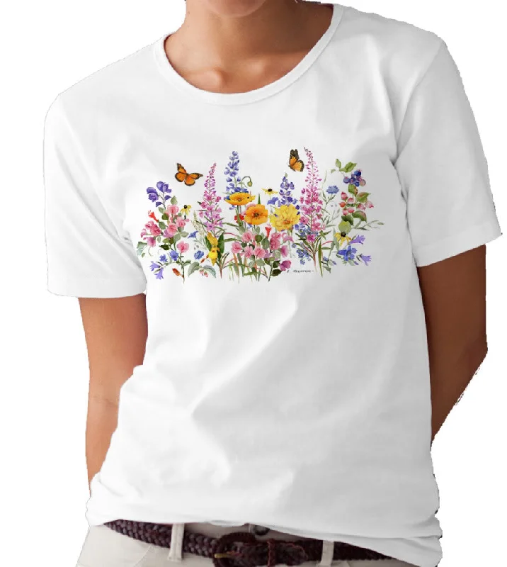 Monarch Butterflies and Flowers T-Shirt/tee by Valerie Pfeiffer