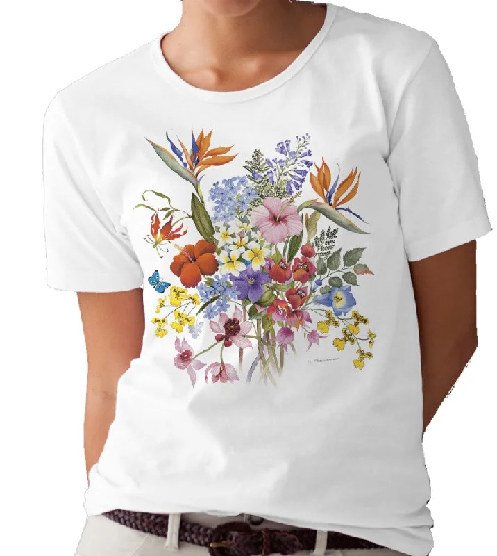 Tropical Garden Flowers T-shirt/tee by Valerie Pfeiffer